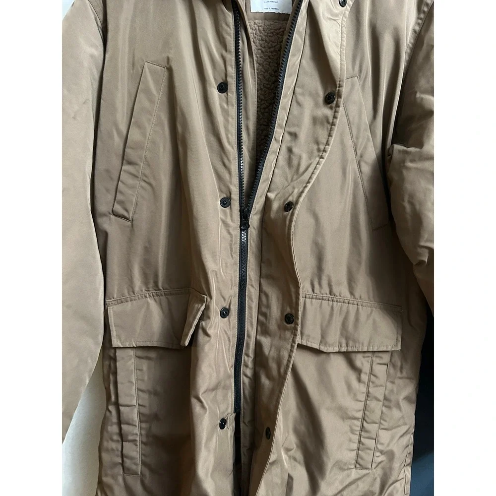 Old Navy Men's Tan Sherpa Lined Hooded Parka Jacket Size Large‎